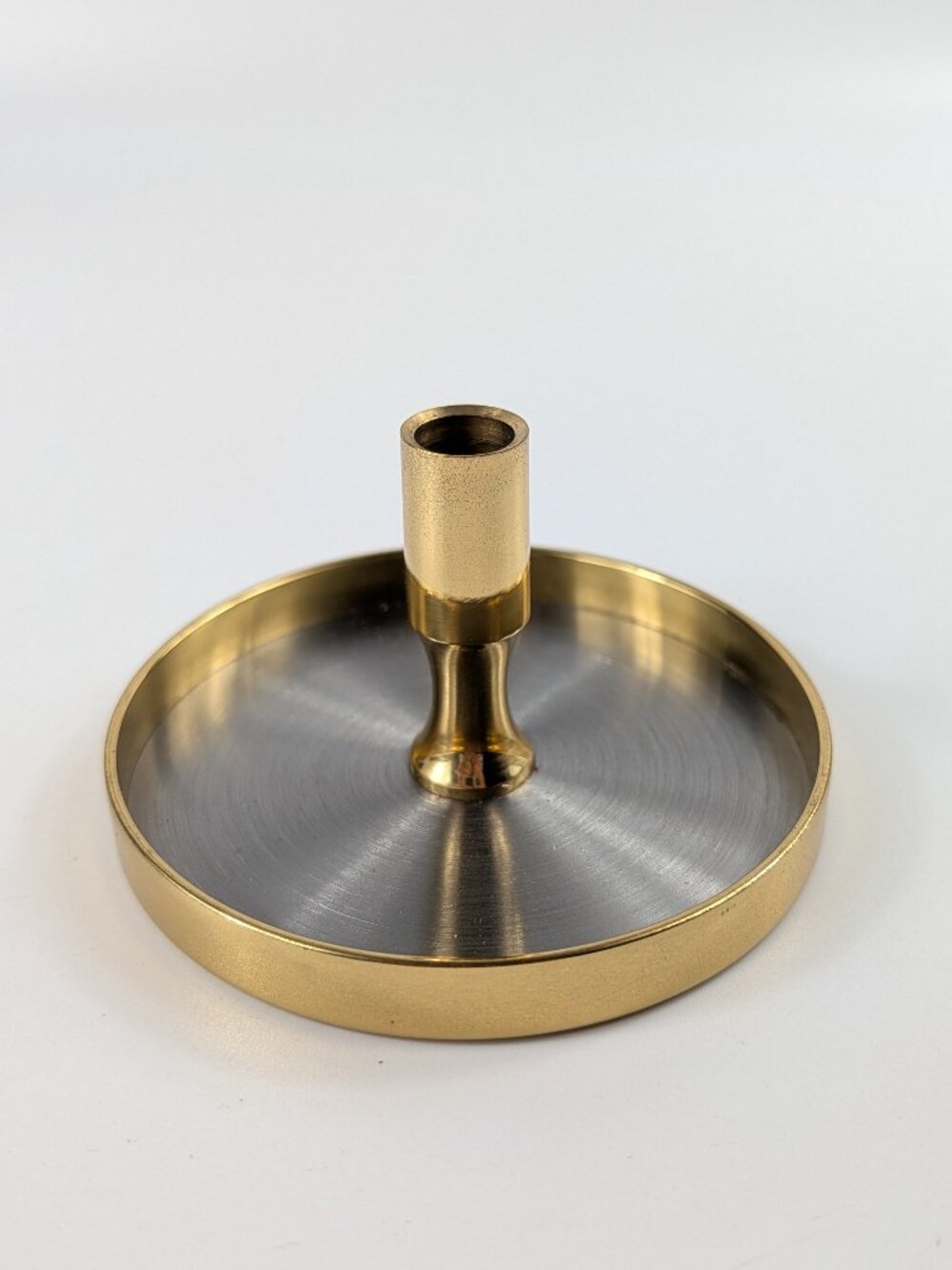 VTG Dansk JHQ Denmark Jens Quistgaard Brass Silver Candle Stick Holder Signed